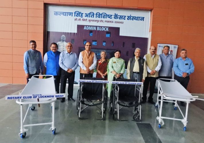 At Kalyan Singh Super Speciality Cancer Institute, a commendable social initiative was undertaken today with the distribution of 2 stretchers and 2 wheelchairs.